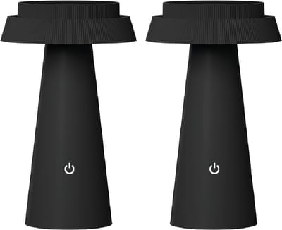 Luxus Europe - Tafellamp Solar Mambo - Set van 2 Zwart - Draadloze LED Solar Tafellamp Buiten - Zonne-energie & USB-C Oplaadbaar - 3 Lichtkleuren - Dimbaar - IP54 Waterbestendig