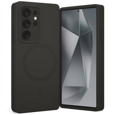 SnapSkin Hoesje geschikt voor Samsung Galaxy S24 Ultra - Geschikt voor MagSafe Case - Semi-Transparant Zwart