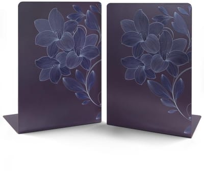 Dailygoods- Boekensteunen Metalen Antislip - Decoratieve Boekhouder - Zware L-vormige Boekenstopper - Bloemen Design - Elegant en Praktisch