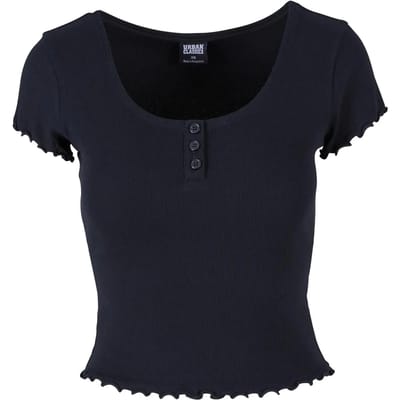 Urban Classics Rib Babylock Tee Dames T-shirt - zwart - 3XL