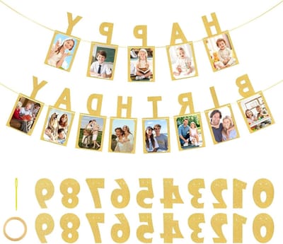 Gepersonaliseerde Banner - Verjaardag Decoratie - Feest Versieren - Gouden Glitter - 498 cm Lint - Goud
