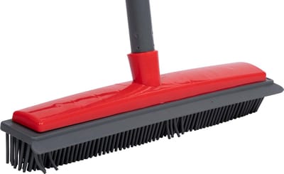 Dirt Devil Rubberen Bezem - Bezem dierenharen - Rubber - Vloertrekker - Met Steel 120 cm - Grijs/ Rood