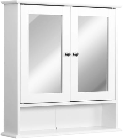 NordHaus Badkamer Spiegelkast - Wandkast met Spiegel - Dubbele Deuren - Ruimtebesparend - Verstelbare Plank - 56x58 cm