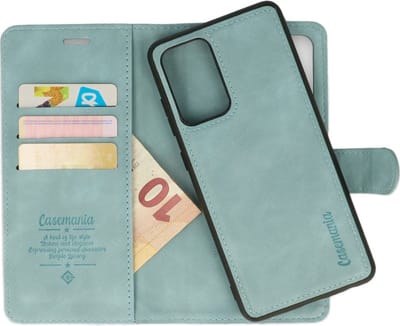 CaseMania Bookcase hoesje geschikt voor Samsung Galaxy S21 FE - Effen Aqua - Kunstleer - 2-in-1 Magnetisch Uitneembaar Design