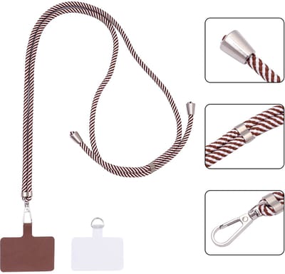 Casemania Universele Telefoonkoord - Tiramisu - Verstelbare Telefoonketting - Crossbody Draagkoord Koord voor Telefoon - Lanyard Cord - Bruin en Wit