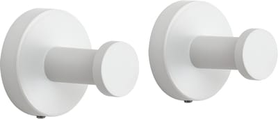 VDN Stainless Handdoekhaakjes wit - Vaatdoekhouder - Haakjes handdoek - Wandhaak - Ophanghaakjes - RVS - 2 Stuks