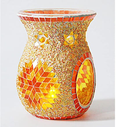 Dailygoods- Kaarsenhouder Etnisch Stijl - Mozaïek Glas - Tafel Centerpiece - Duurzaam - Geschikt voor Bruiloft - Hoogwaardig Loodvrij Glas - Theelichthouder