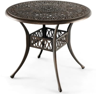 Ronde Tuintafel - Ronde balkontafel - Voor Buitengebruik - Voor balkon - Outdoor-eettafel - Terras tafel - Balkon - Antiek bruin