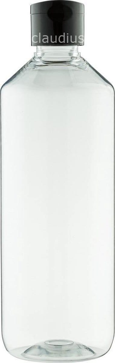 Lege plastic fles 500 ml PET transparant - met zwarte klepdop - set van 10 stuks - Navulbaar - leeg