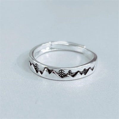 Bagues d'ouverture exquises en argent sterling 925 avec arbre de Noël rétro simple et doux R119 gray