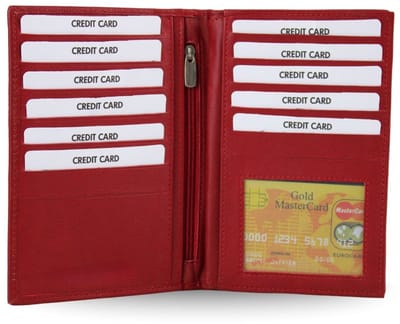 Leren Reis Portefeuille Rood - Reisportefeuille - Paspoort mapje - Rijbewijs mapje - Autopapieren etui - Grote Portfeuille Heren