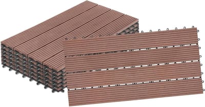Terrastegels WPC - Kunststof vloerdelen - Tuin Balkon - Makkelijk kliksysteem - 30x60cm - Bruin