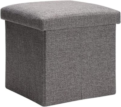 Opbergkruk - Voetbankje Opberger - Ruimte Organiseren - Opvouwbaar Ontwerp - 30.8x30.8x27.7cm - Grijs