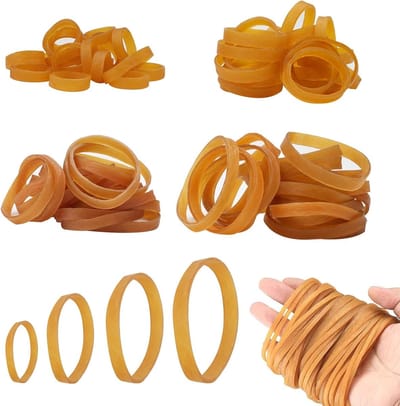 Duurzame en Scheurvaste Gele Rubber Ringen - Herbruikbare Set van 100 voor Huishoudelijk Gebruik, Afvalbakken en Kantoorbenodigdheden in Diverse Maten