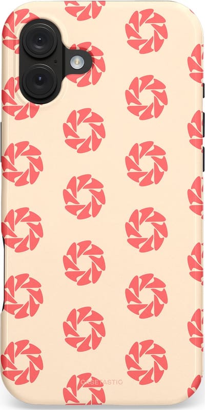 Casetastic hoesje geschikt voor Apple iPhone 16 Plus - MagSafe - Dubbellaagse bescherming - Peach Bloem Cirkels - Fashion Case - Crème Koraal Perzik