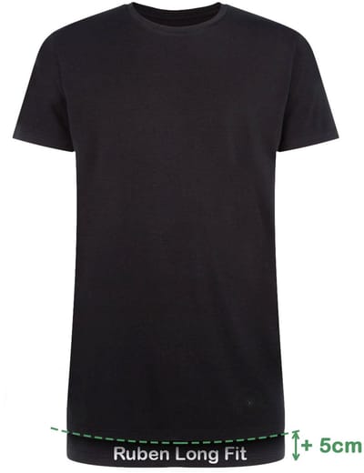 Comfortabel & Zijdezacht Bamboo Basics Long Fit T-Shirts Ruben ronde hals (2-pack) - Zwart - M