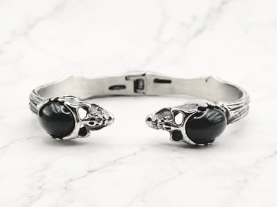 Mei's - Muse Skull Guardian - armband heren - RVS zilver/zwart - polsmaat 19 cm