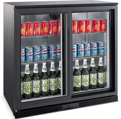 CombiSteel Barkoelkast - 198L - Zwart - Schuifdeuren - Statisch + Ventilator - 900x520x850mm - Horeca Koelkast