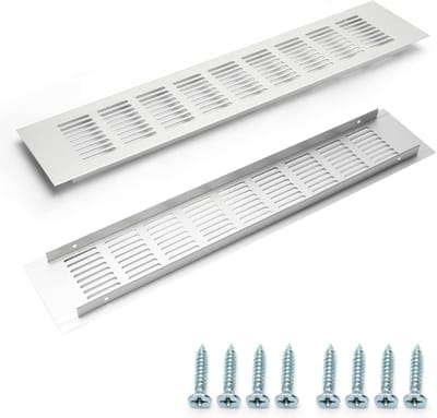 Ventilatie Rooster Wit 40x8 cm - Lamellen Ontwerp - Voor Plafond en Kast - 2 Stuks
