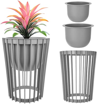 Aytre dubbelzijdige plantenstandaard 40 cm platina + 2 inzetstukken