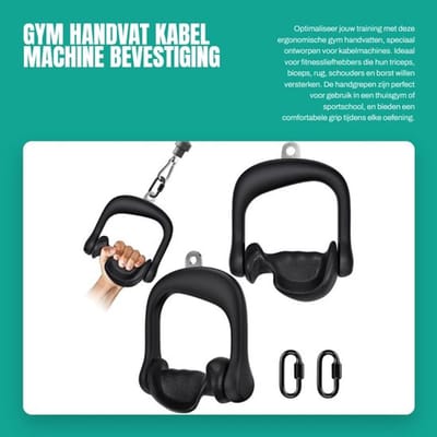 Handvat Ergonomisch - D-handgreep - Kabelmachine Bevestiging - 2 Stuks - Compatibel met Thuisgymnastiek - Comfortabel Gripontwerp - Fitnesshandvat