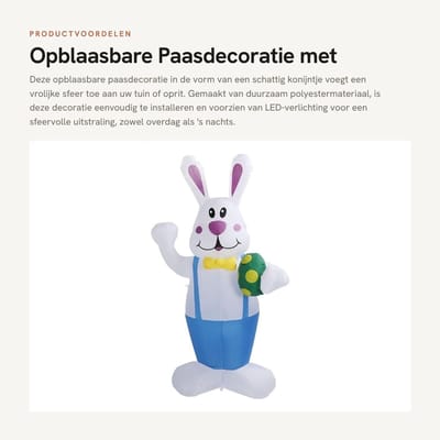 Dailygoods - Opblaasbare Paasdecoratie met LED-verlichting voor Buiten