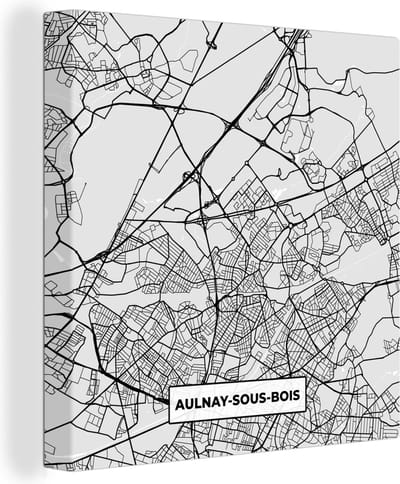 Canvas Schilderij Aulnay-sous-Bois - Plattegrond - Frankrijk - Kaart - Stadskaart - 20x20 cm - Wanddecoratie