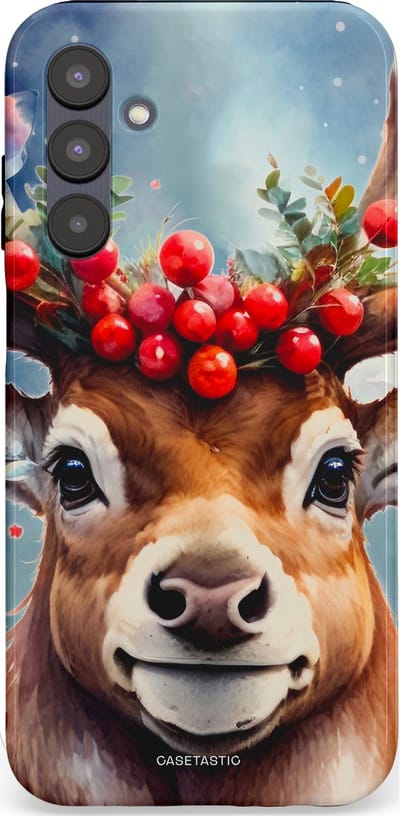 Casetastic hoesje geschikt voor Samsung Galaxy A25 - Dubbellaagse bescherming - Rudolph het Kerst Rendier - Fashion Case - Zilver Taupe Donkergrijs Perzik