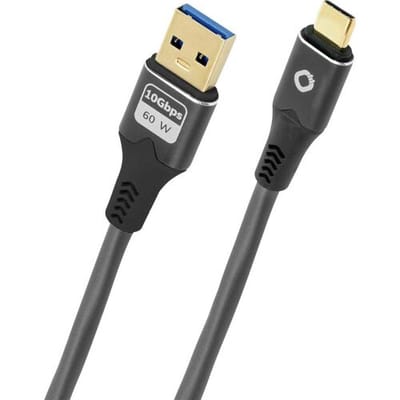 Oehlbach D1C9371 USB-kabel USB 3.2 Gen1 USB-C stekker, USB-A stekker 0.5 m Antraciet Vergulde steekcontacten