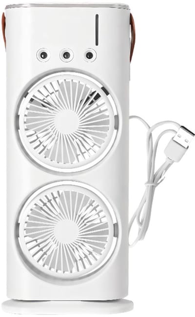 Mini USB-ventilator met mist - 3 in 1: personeel ventilator, verdampende luchtkoeler en kleine luchtbevochtiger, 3 regelbare snelheden