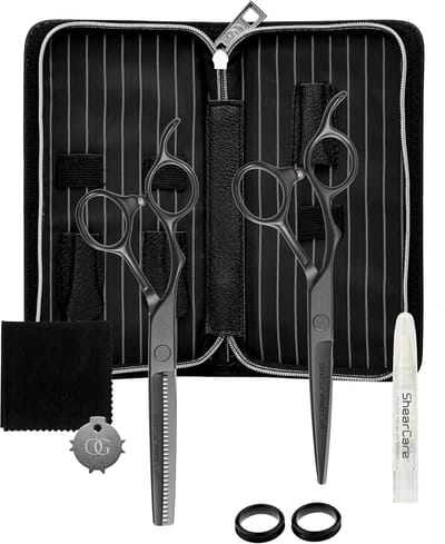 Schaar Set - Kappersscharen Effileer - Professioneel Knippen - Ergonomisch Ontwerp - 575 Inch - Mat Zwart