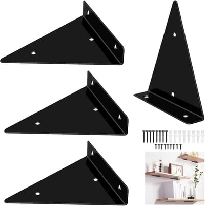 Plankhouders - Wandsteunen - Opbergen - Driehoekig ontwerp - 130 x 140 mm - Zwart