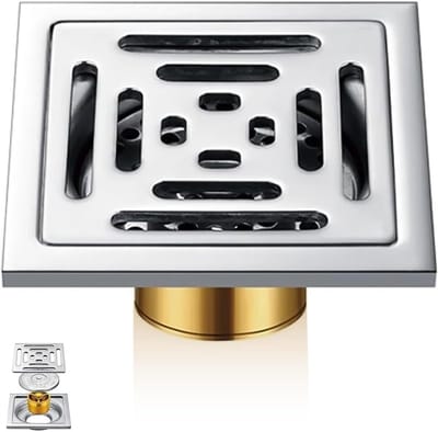 Haarvanger voor douche en wastafel, roestvrijstalen afvoerfilter, effectief haarstrainer voor badkamer en keuken (100mm x 100mm)
