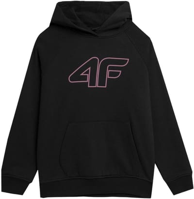 4F Meisjes Zwart Hoodie met Roze Details, Maat 146 - Comfortabel & Trendy voor Dagelijks Gebruik & Sport, Met Kangoeroezak & Capuchon