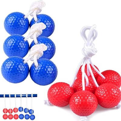 Ladderbal Set - Werpballen - Buiten Spelen - Duurzaam PP Materiaal - 10x5x1 cm - Rood Blauw
