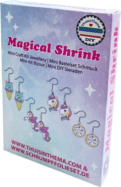 Oorbellen Krimpie Dinkie Pakket Unicorn - Krimpfolie Knutselpakket - Krimpfolie vellen - Krimpfolie Sieraden maken - knutselen meisjes