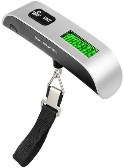 TOVBMUP Bagageweegschaal - Digitale kofferweegschaal - met Weeghaak & Thermometer - Bagageweegschaal tot 50KG - Zwart
