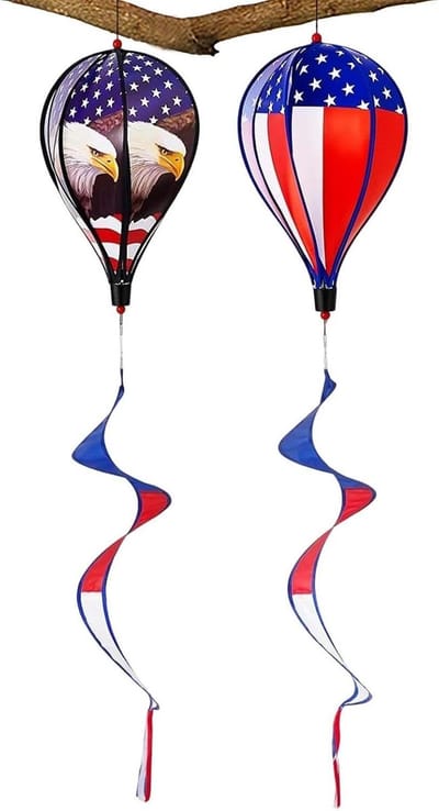 Luchtballon Windspinners - Tuin Ornamenten - Buiten Decoratie - Weerbestendige Stof - 110 cm Hoog - Multicolor
