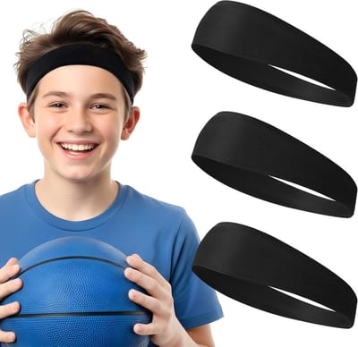 3 x Sport Zweetbanden, Elastische Ademende Hardloop Haarbanden, Zweetafvoerende Brede Hoofdbanden voor Voetbal, Basketbal en Tennis
