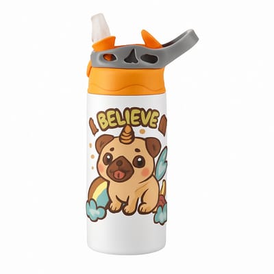 Donkere 'Moody Vibes' Drinkfles – Sfeervolle Drinkfles voor Creatieve Geesten en Nachtuilen - Waterfles voor kinderen (wit/oranje)