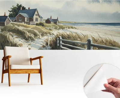 Wallfluent Zelfklevend Behang - Strandduinen Stickerbehang op rol - 250x104 cm - Wit Zelfklevend Behang - Plakklare achterzijde - Voor de slaapkamer, woonkamer en hal Zelfklevend Behang
