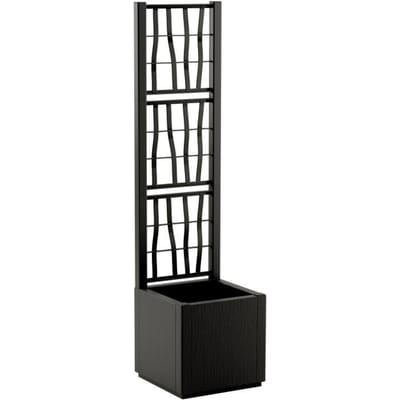 STEFANPLAST Bloembak/Plantenbak - ETHICA - Grafiet - Vierkant met latwerk - 38 L - 36 x 36 x h140 cm