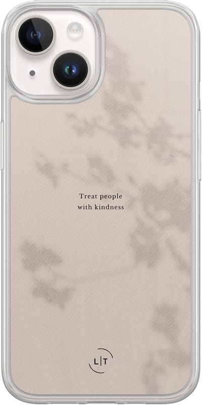 Hoesje geschikt voor iPhone 14 - Be kind - 2in1 backcover - Tekst - Beige - Leuke Telefoonhoesjes