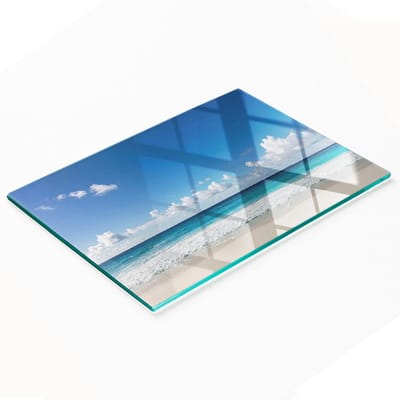 Multifunctionele decoratieve glazen snijplank voor keuken, strand, Seychellen, 80x52 cm