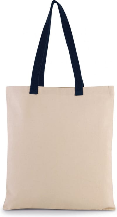 Kimood Platte shopper van canvas met contrasterend hengsel KI0277 - Natural / Navy - One size