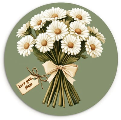 WallCircle® Wandcirkel 120x120 cm - Muurcirkel Lint - Boeket - Groen - Quote - Muurdecoratie woonkamer - Wanddecoratie slaapkamer - Kamer decoratie accessoires - Ronde schilderijen XXL