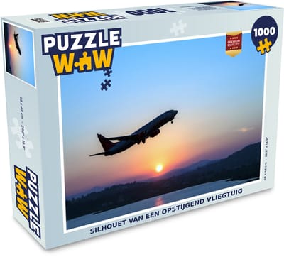 Puzzel Silhouet van een opstijgend vliegtuig - Legpuzzel - Puzzel 1000 stukjes volwassenen