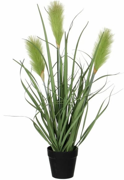 Mica Decorations Kunstplant - siergras - groen - in pot - H53 x D30 cm - Kunstplanten / nepplanten met pluimen