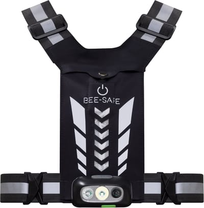 Led Harness - USB Phone pocket Glow - Bee Safe - Silver - Hardloop verlichting - Handig je telefoon meenemen