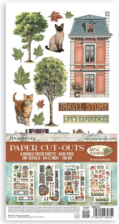 Stamperia - Art of Travelling 6x12 Inch Paper Cut-outs (4pcs) (SBBCT07)